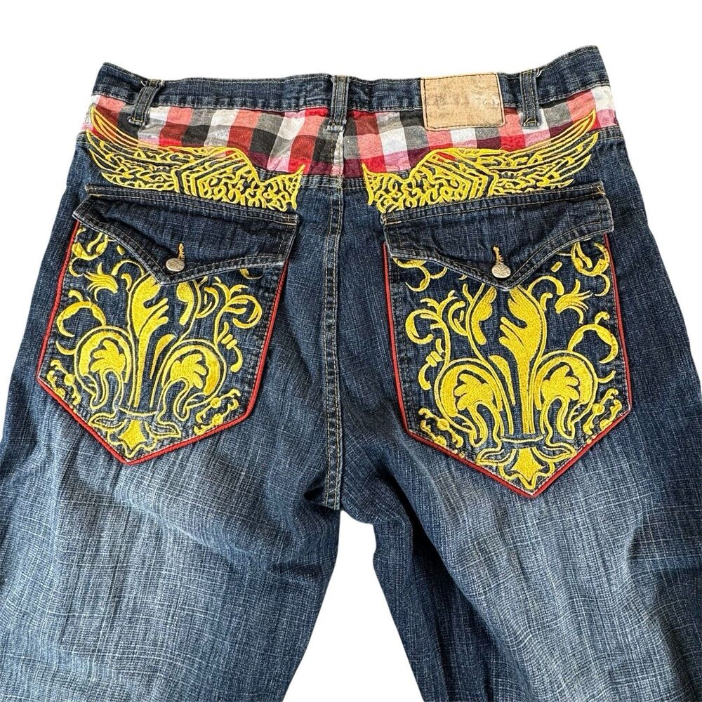 Vintage Red Ape Sz 38x32 Jeans Streetwear Wide Leg Baggy HipHop Skater Mens Y2K